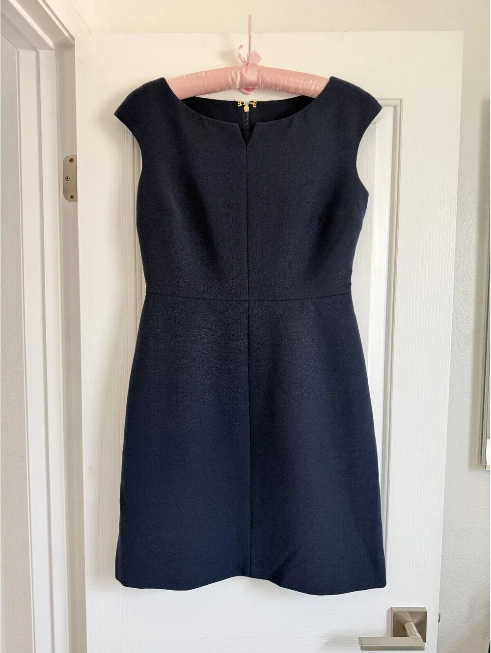 Tory Burch Navy Blue Wool Blend Sleeveless Tailored Dress Size 6